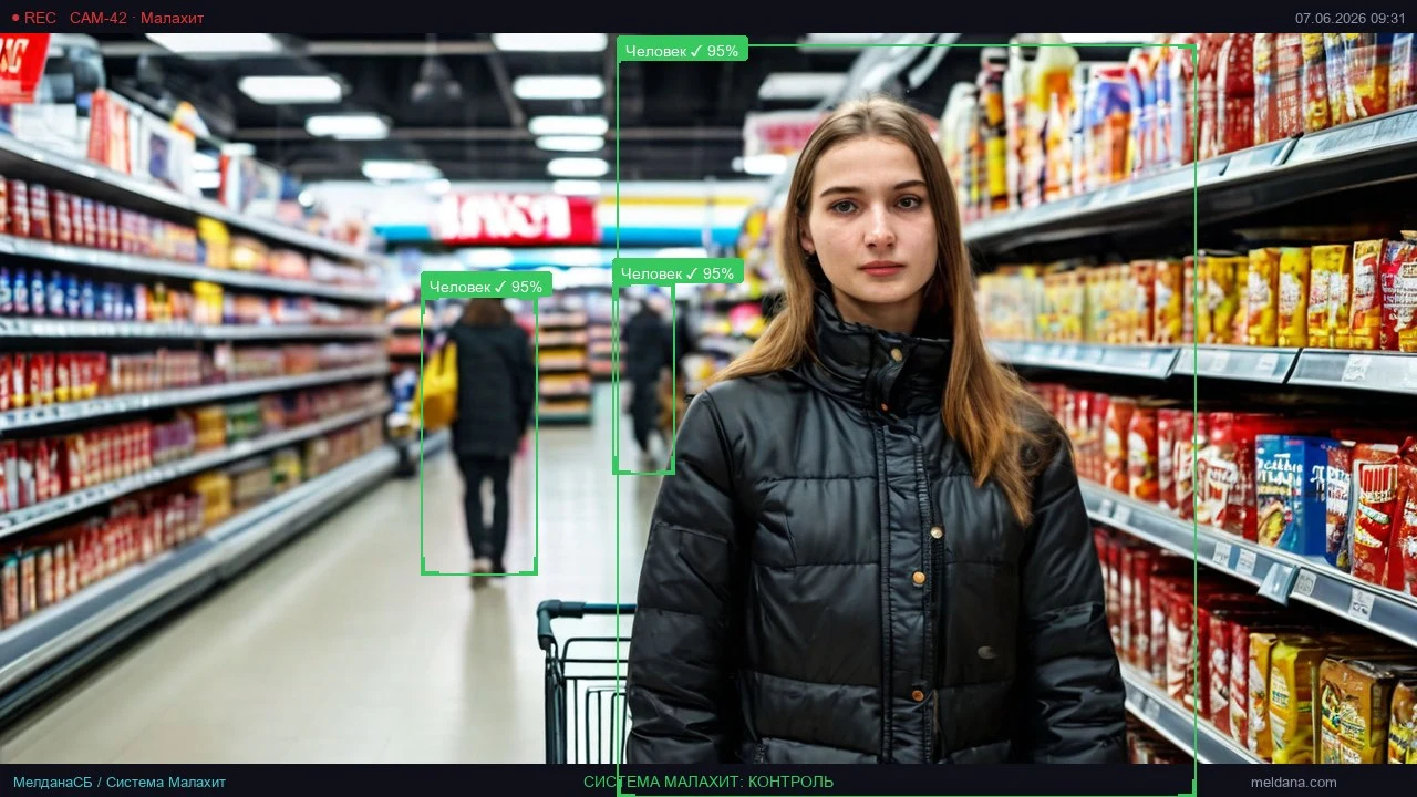 Детекция промо-стенда и посетителей с помощью видеоаналитики Малахит